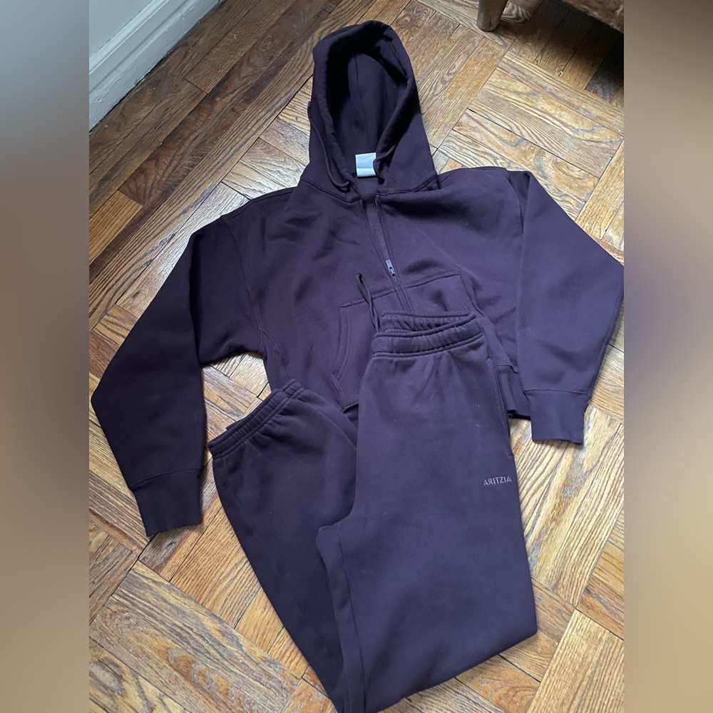Aritzia Cozy Fleece Sweatfleece Set in Deep Purple (Noble), Size Small - Picture 2 of 6